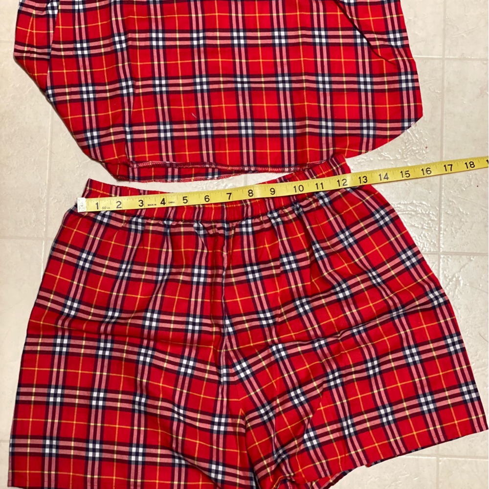 Burberry Red Nova Check 💯% Cotton Pajama Short Set! Like New! Perfect! ❤️❤️ - Picture 10 of 11
